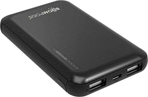 Boompods, Powerbank OBI 5.000mAh Negro batería Externa Doble Carga rápida USB Cargador de Bolsillo Universal 5000mAh para Equipaje Mano batería Externa para teléfono móvil Tableta