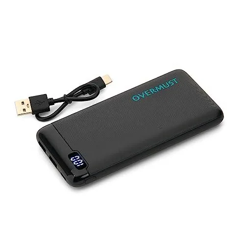 OVERMUST Cargador Portátil 10.000 mAh con 2 Puertos USB y 1 Puerto USB-C de Overmust