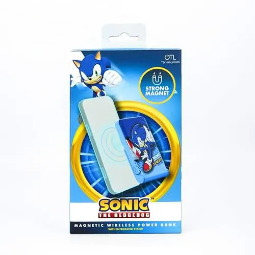 OTL Technologies SH1195 Sonic The Hedgehog Power Bank Cargador Tipo batería Externa inalámbrico magnético 5000 mAh con Soporte Incorporado de OTL Technologies