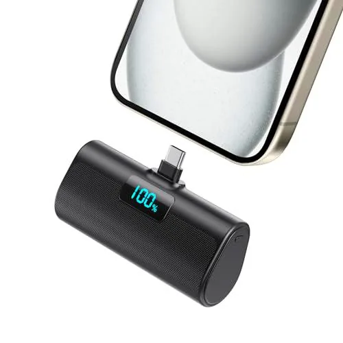 Batería Externa para iPhone Serie 15/16, 5200mAh USB C Power Bank Carga Rápida