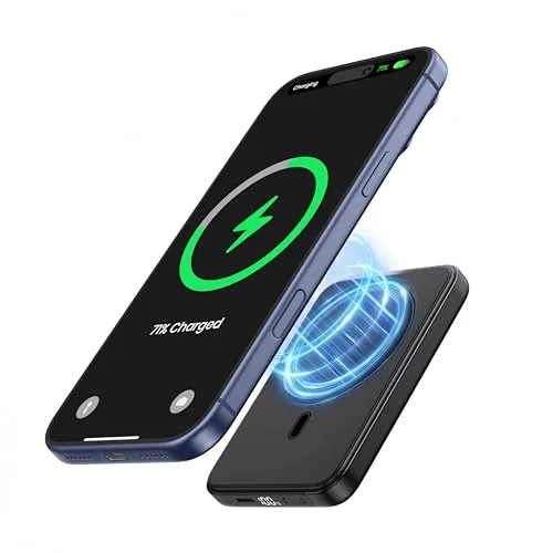 A ADDTOP mag-Safe Mini Power Bank Slim, 10000mAh Magnético Bateria Externa Inalámbrico