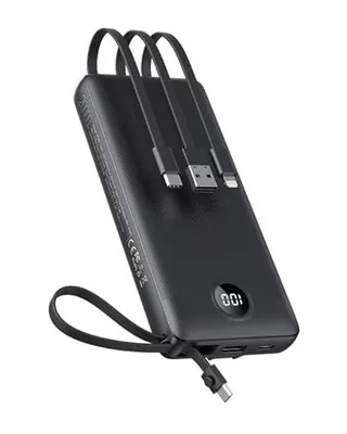 Power Bank 20000mAh, VEEKTOMX Bateria Externa USB C Cargador Portatil con Cables Integrados