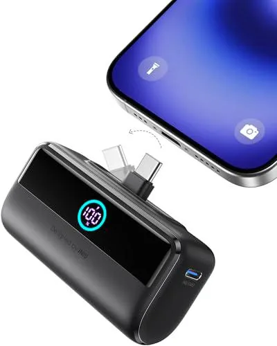 INIU 22.5W Carga Rapida Mini Batería Externa, 5500mAh USB C Power Bank Conector Plegable