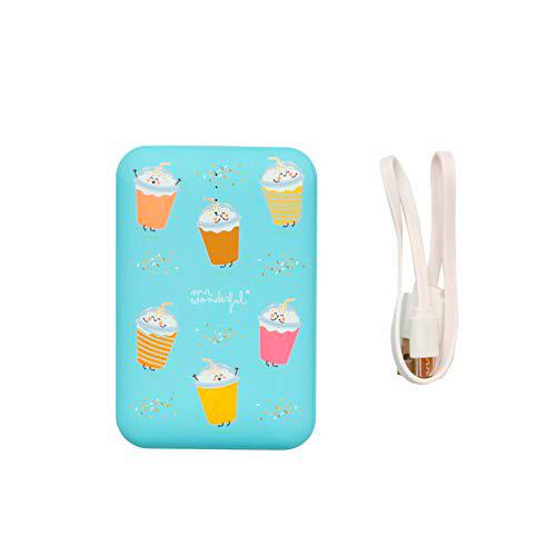 Mr. Wonderful Powerbank de 10.000 mAh de color Azul con diseño de Batidos con Bolsa Protectora de Regalo