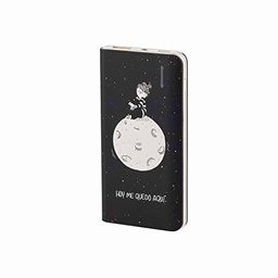 La Volátil Powerbank de 4.000 mAh color Negro con Diseño sentada sobre la Luna; Capacidad de 2 a 3 Cargas