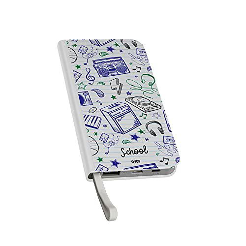 Powerbank 5000mAh Cargador con 1 Entrada/Salida Type C 2A 1 Entrada Micro USB y 1 Salida USB 2A Diseño Agenda Blanco