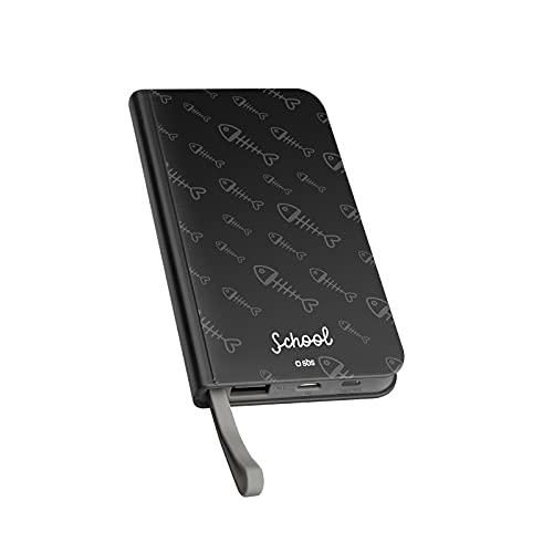 Powerbank 5000mAh Cargador con 1 Entrada/Salida Type C 2A 1 Entrada Micro USB y 1 Salida USB 2A Diseño Agenda Negro