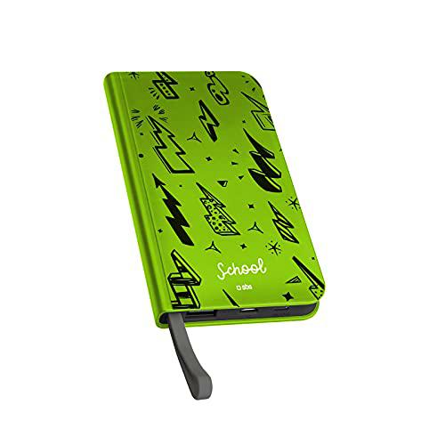Powerbank 5000mAh Cargador con 1 Entrada/Salida Type C 2A 1 Entrada Micro USB y 1 Salida USB 2A Diseño Agenda Verde