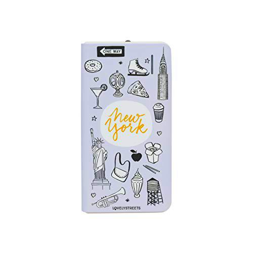 Lovely Streets Powerbank de 4.000 mAh color Lila con Ilustraciones de Cosas Típicas de Nueva York