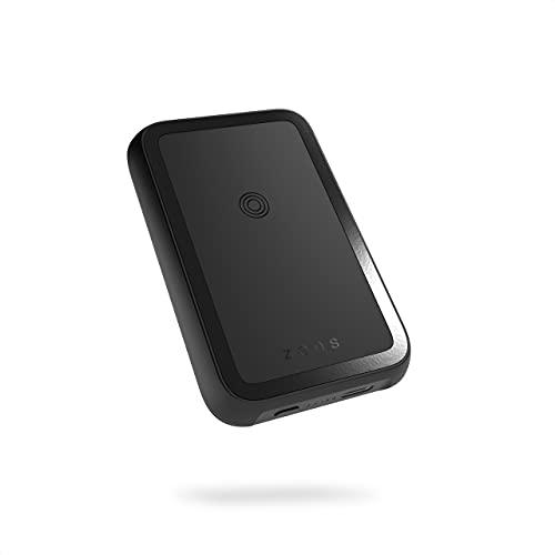 ZENS Qi Certificado Powerbank inalámbrico 4000mAh (Compatibilidad Total con MagSafe Gracias a los imanes incorporados | Soporte Integrado | Cable USB-C Incluido | Recarga inalámbrica)