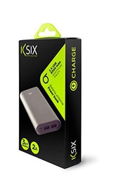 Batería externa Ksix 6000 mAh 2 USB, color plata metalizado