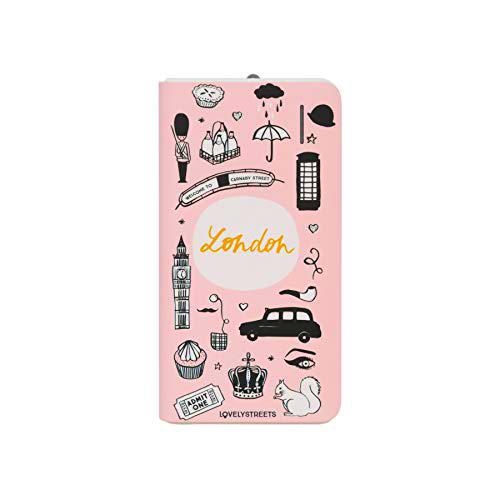 Lovely Streets Powerbank de 4.000 mAh color Rosa con Ilustraciones de Cosas Típicas de Londres