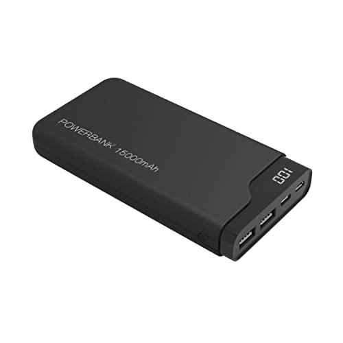 ISIUM 900063 - Power Bank 15000 Mah con Pantalla Digital Color Negro Doble USB