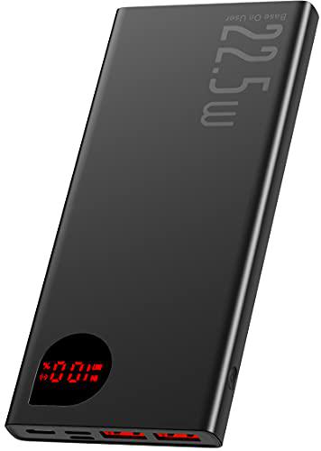 Baseus Batería Externa 20000mAh, Power Bank 22,5W USB C Cargador Móvil Portátil Carga Rapida con Pantalla LED y 3 Outputs para iPhone 12 11 Xs Pro Max Mini Samsung S20 S10 Xiaomi Tabletas y más- Negro