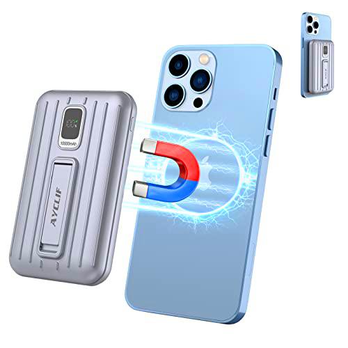 AYCLIF Power Bank Batería Externa 10000 mAh, Mini Power Bank Portátil Magnético con Cable Type-C