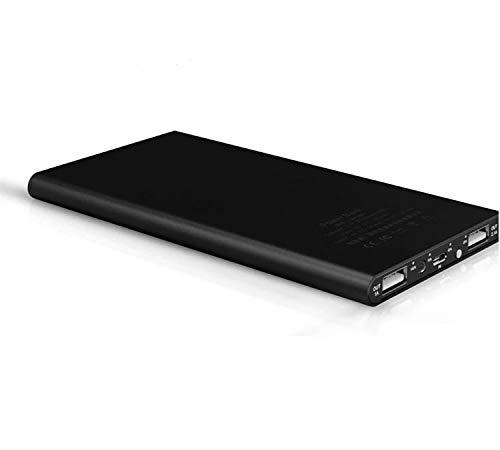 Batería Externa Plana para Xiaomi Redmi 7A Smartphone Tablet Cargador Universal Power Bank 6000mAh 2 Puertos USB (Negro)