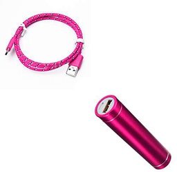 Pack de batería para Samsung Galaxy A70 Smartphone Tipo C (Cable Trenzado 3M + batería Externa incluida) Android 2600 mAh (Rosa)