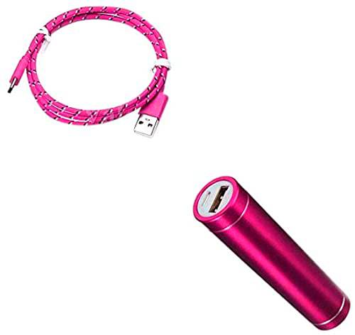 Pack de batería para Samsung Galaxy A40 Smartphone Tipo C (Cable Trenzado 3M + batería Externa incluida) Android 2600 mAh (Rosa)