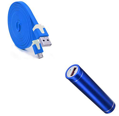 Pack de batería para Gionee F9 Plus Smartphone Micro USB Cable Noodle 3M + Batería Cargador Externo Android 2600 mAh (Azul)