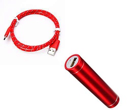 Pack de batería para Samsung Galaxy S10 + Smartphone Tipo C (Cable Trenzado 3M + batería Externa incluida) Android 2600 mAh (Rojo)