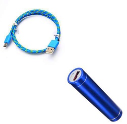 Pack de batería para Samsung Galaxy A9 Smartphone Tipo C (Cable Trenzado 3M + Cargador Externo) Android 2600 mAh (Azul)