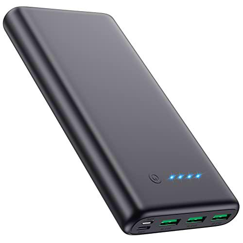 QTshine Batería Externa, 26800 mAh Power Bank Carga Rapida con Entrada Tipo C &amp; 3 Salidas Cargador Portátil con 4 Luces LED Compatible con iPhone iPhone 13/12 /11