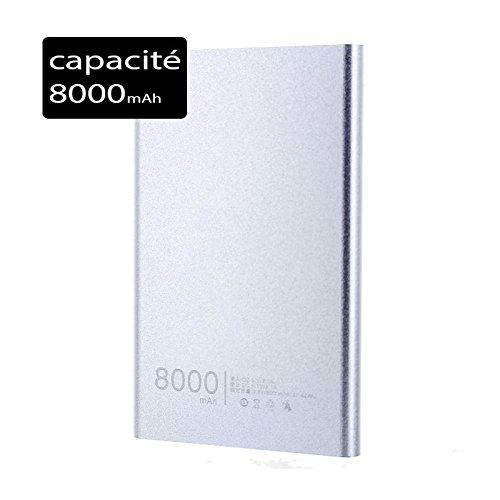 Power Bank 3615102453226 batería de Emergencia Externo Slim 8000 mAh Plata para Acer Iconia Tab 10 a3-a40 Plata