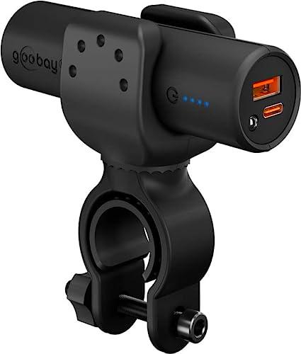 Goobay 60656 Bike Powerbank 5.0 5000 mAh Incl. Soporte Reforzado para Manillar de Bicicleta/Bateria Externa para Ebike/Cargador con Quickcharge &amp; Power Delivery/Cargador para Samsung, Apple