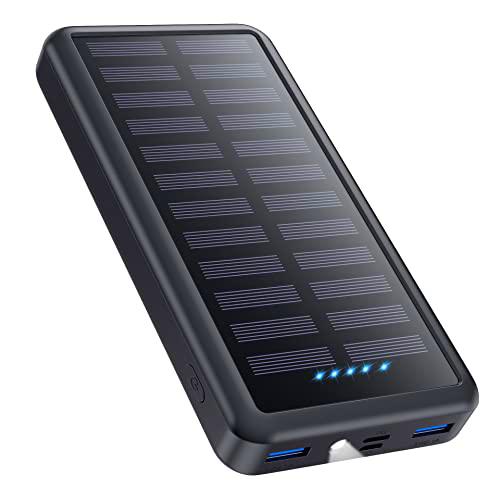 Pxwaxpy Power Bank 30800mAh, Cargador Solar 15W 3.0A [USB C Entrada &amp; Salida] Carga Rápida
