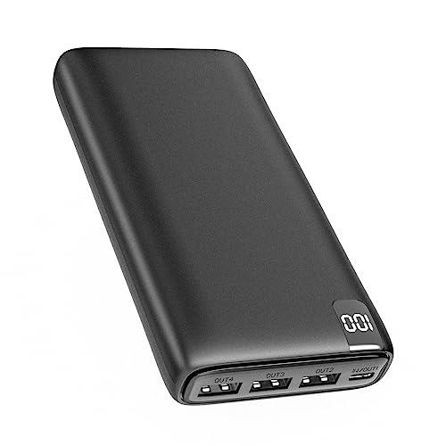 Riapow Batería Externa de 26800mAh, Power Bank 3,0 A USB C Carga Rápida Cargador Portátil con Pantalla LED Cargador de Teléfono 4 Puertos USB para iPhone