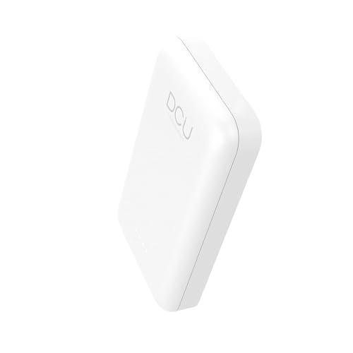 DCU Tecnologic | Batería Externa con USB Magsafe Triple Puerto | USB Tipo C | con Indicador LED | Batería construida con Polímero de Litio Blanco | 64 * 16 * 98mm