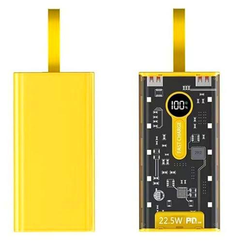 Batería Externa Transparente Amarilla de Carga rápida 22.5W