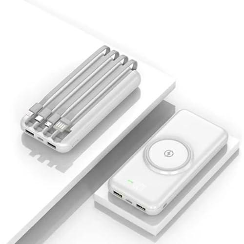 Batería de Carga Externa+Cargador QI, powerbank Blanco 2 entradas USB