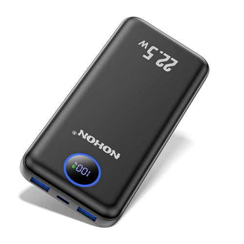 NOHON Bateria Externa Power Bank: 10000mAh Carga Rapida Cargador Movil Portatil con Patalla LED | Powerbank PD 22.5W USB C Input &amp; Output Compatible con iPhone 15 14 13 12 Mini Pro Samsung Tablet
