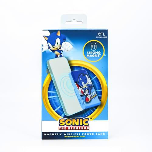 OTL Technologies SH1195 Sonic The Hedgehog Power Bank Cargador Tipo batería Externa inalámbrico magnético 5000 mAh con Soporte Incorporado
