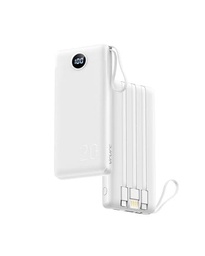 VRURC Power Bank 20000mAh USB C Carga Rápida,Cargador Portátil con 4 Cables de Carga Integrados(UCB C/Micro USB),Bateria Externa Movil con 4 Salidas y 2 Entradas Compatible con Smartphones