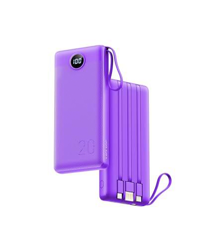 Batería Externa 20000mAh Power Bank USB C 20W con Cables y LED Display Batería Portátil 4 Salidas Compatible con iPhone