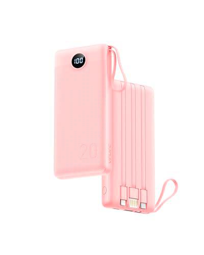 VRURC - Batería Externa (20000 mAh, USB C, 20 W, con Cables y Pantalla LED