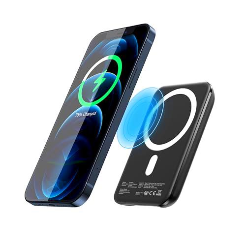 XLayer Magfix Pro Wireless Power Bank I 5000mAh PD 20W I Magnetic Powerbank I Schnellladen I Akkupack Kompatibel mit MagSafe für iPhone 16 15 Pro /14/13/12 Plus/Mini/Pro/Pro MAX, Airpods