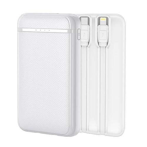 Bateria Externa Power Bank 5000 mAh Cool (2 Cables: Tipo C/Lightning) Blanco