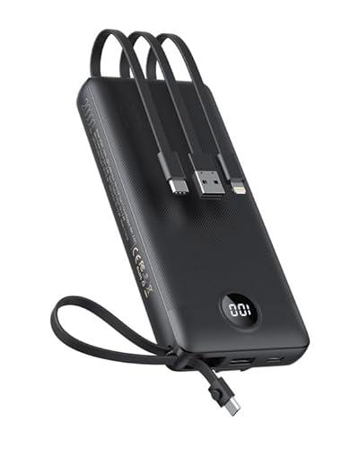 Power Bank 20000mAh, VEEKTOMX Bateria Externa USB C Cargador Portatil con Cables Integrados