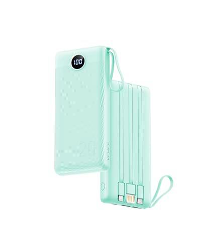 Batería Externa 20000 mAh Power Bank USB C 20 W con Cables y LED Display Batería Portátil 4 Salidas Compatible con iPhone