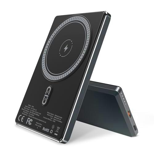 YISH Batería Externa mag-Safe Powerbank: 5000mAh 9MM Slim Magnetica Powerbank Inalambrico Cargador Portátil con USB-C Carga Rápida 20W PD Compatible con iPhone 16/15/14/13/12 Mini/Pro/Pro MAX