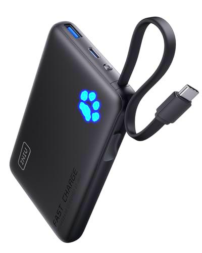 INIU Power Bank, Slimmest PD 20W 10000mAh Bateria Externa con Cable USB-C Integrado
