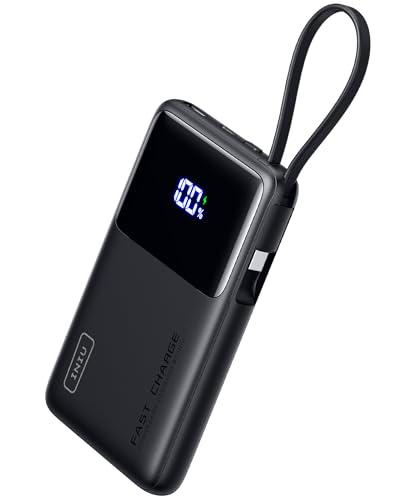 INIU Power Bank, Cargador Portátil de 10000 mAh 20W con Cable USB-C Integrado