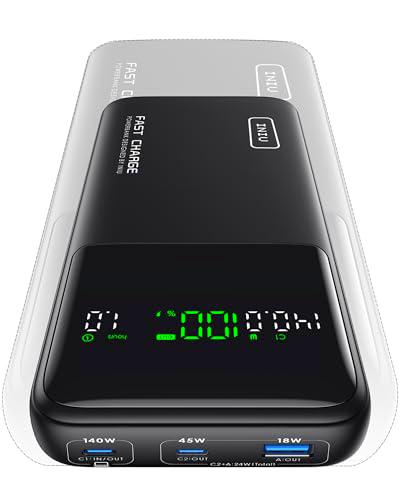 INIU Batería Externa, 25000mA 140W Power Bank PD3.0 QC4.0 USB C PD Cargador Portátil Carga Rápida con Pantalla LCD y Outputs para MacBook