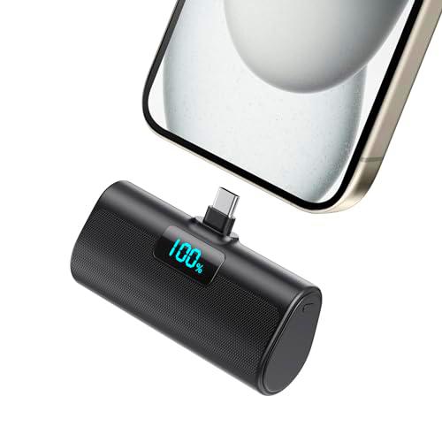 Batería Externa para iPhone Serie 15/16, 5200mAh USB C Power Bank Carga Rápida