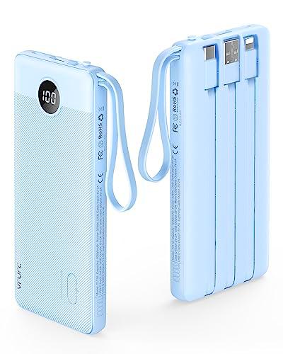 VRURC Batería Externa de 10000 mAh con Cables Integrados