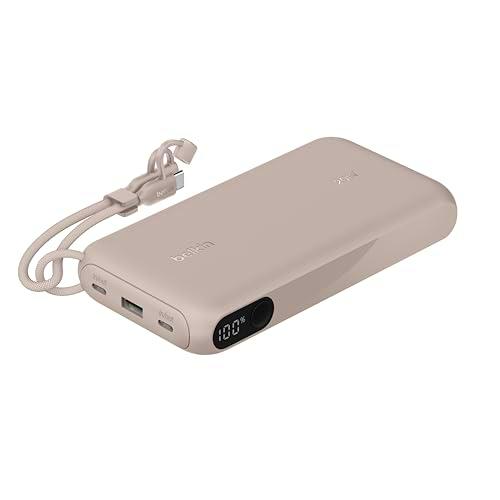 Belkin Batería Externa USB-C de 20 000 mAh, Power Bank con 2 Puertos USB Tipo C y 1 Puerto USB-A
