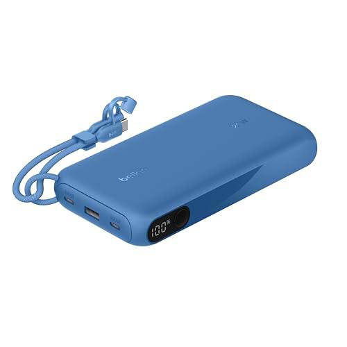 Belkin Batería Externa USB-C de 20 000 mAh, Power Bank con 2 Puertos USB Tipo C y 1 Puerto USB-A